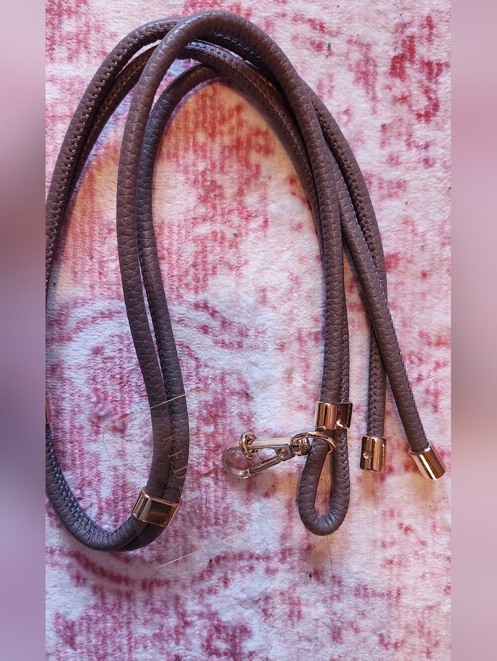 Leather Crossbody/ Lanyard Phone Strap with  Gold Hardware - Purplish Taupe